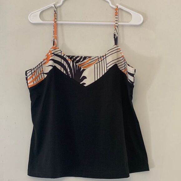 Chic Me black and orange tank top Size M Adjustable straps - Picture 1 of 5